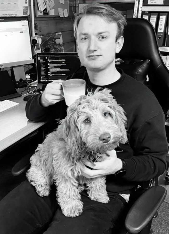 Joel at his desk